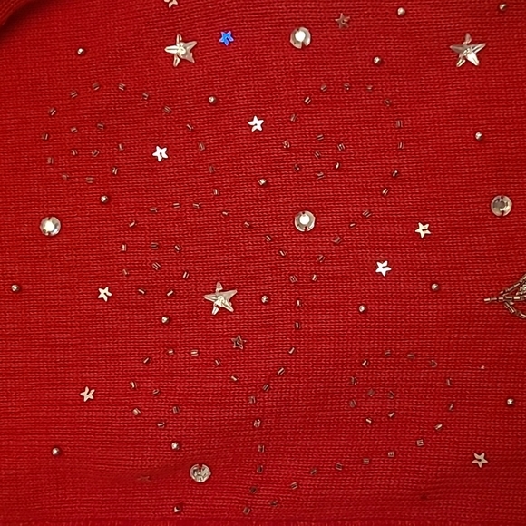 EUC Vintage Berek Red Christmas Themed Sequined and Beaded Zip Up Cardig… - Picture 7 of 15